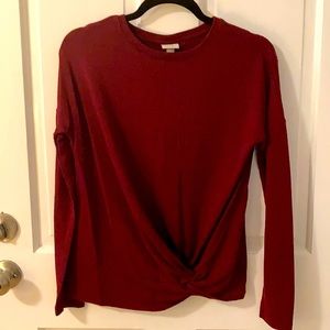 a new day burgundy faux front tie sweater
